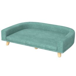 Large Dog Sofa Bed with Washable Cushion, Green, Comfortable Pet Couch for Dogs & Cats